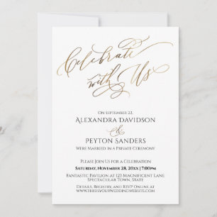 Invitation Réception Élégante "Gold Script" Célébrez avec Nou