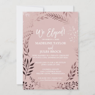 Invitation Réception élégante Rose en or et en Elopement rose