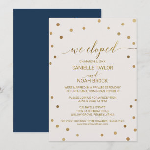 Invitation Réception Elopement Pois Gold