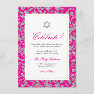 Invitation Réception en argent rose chaud Parties scintillant