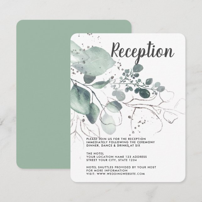 INVITATION RÉCEPTION EN EAU VERTE EUCALYPTUS VERTE (Devant / Derrière)