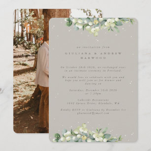 Invitation Reception en neige grège + eucalyptus Photo