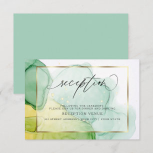 Invitation Réception Encre Moderne Verts et ors vifs