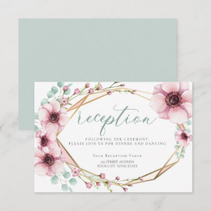 Invitation RÉCEPTION   Fleurs de printemps fraîches et feuill