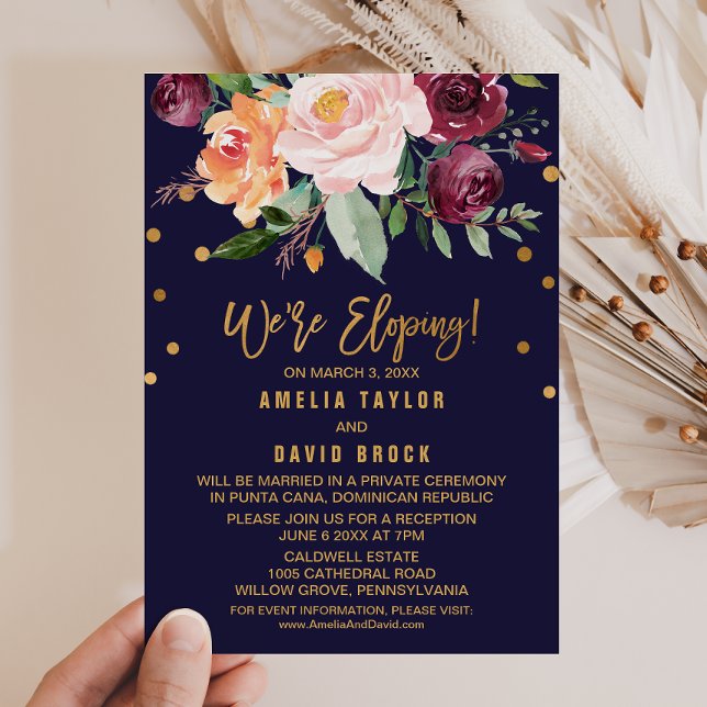 Invitation Réception Floral Elopement Automne (Créateur téléchargé)