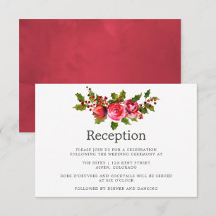 Invitation Réception Floral Holly, Mariage de Noël