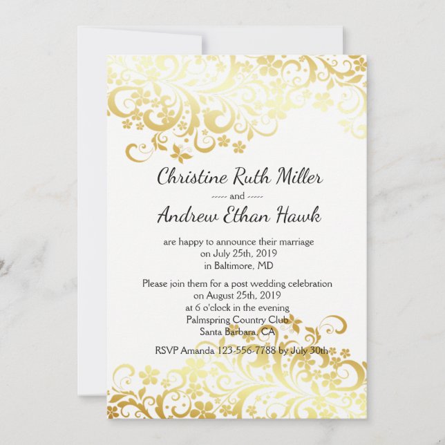 Invitation Réception florale florale florale après mariage (Devant)
