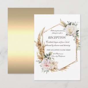 Invitation Réception Florale Gold Frame
