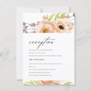 INVITATION RÉCEPTION FLORALE ROMANTIQUE ROMANTIQUE BLUSH ROSE