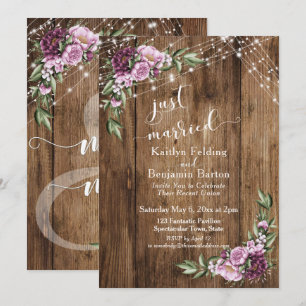 Invitation Réception Florale Rustique Juste Marié Seulement