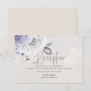 Invitation RÉCEPTION   Flore rustique Lilac et Albâtre Peony