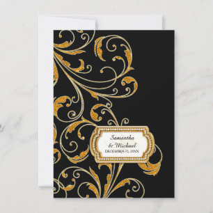 Invitation Réception Glam Old Hollywood Regency Cravate noire
