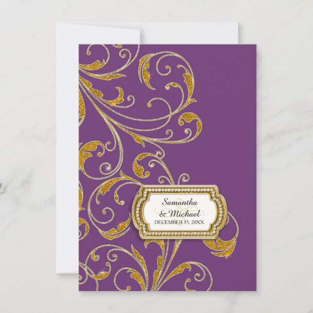 Invitation Réception Glam Old Hollywood Regency Cravate noire (Devant)