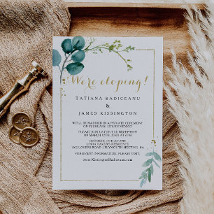 Invitation Réception Gold & Green Eucalyptus Eloptus