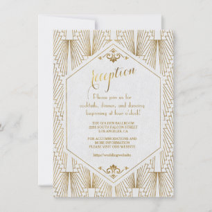 Invitation Réception Great Gatsby Art Déco Or Blanc