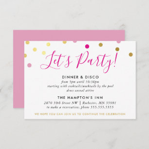 Invitation RÉCEPTION INFO glam confetti spot or rose