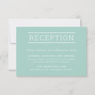 Invitation RÉCEPTION INSERTION simple moderne type menthe pas