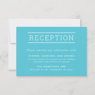 Invitation RÉCEPTION INSERTION simple type moderne bleu turqu