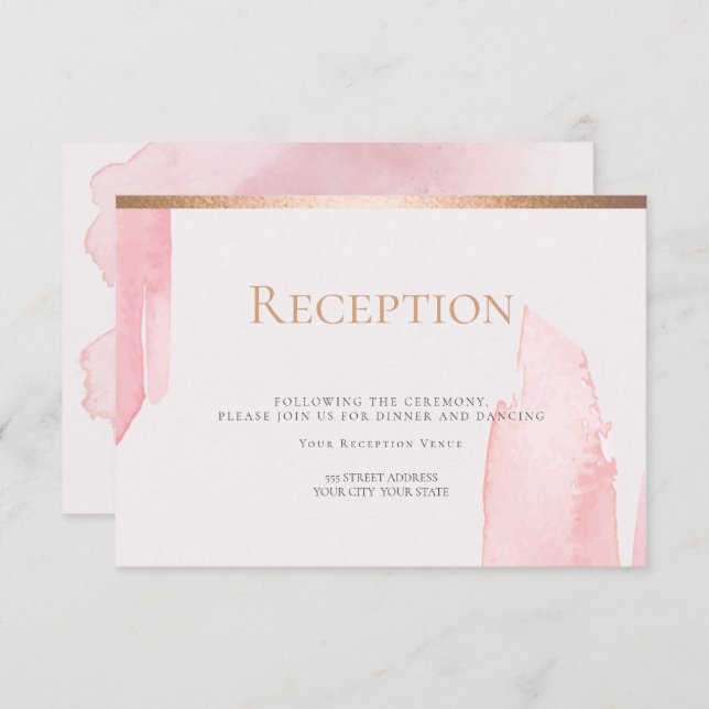 Invitation Réception | Laver de l'aquarelle rose (Devant / Derrière)
