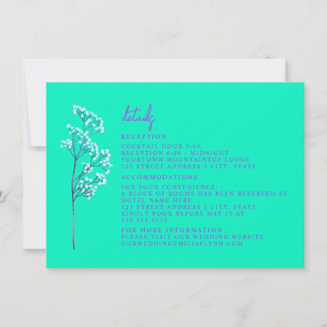 Invitation Réception Logement Neon Blue Détails Mariage (Devant)