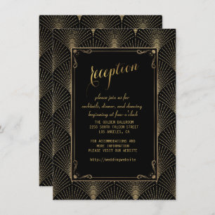 Invitation Réception Mariage Art Déco vintage Gatsby Great Ga