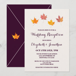 Invitation Réception Mariage de automne Feuille