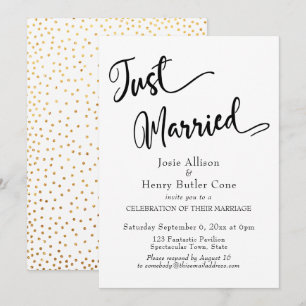 Invitation Réception Mariée, Confetti Or