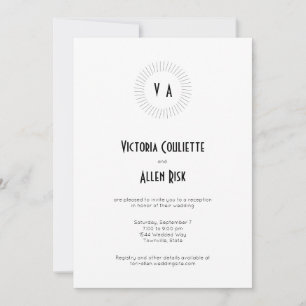 Invitation Réception Minimaliste Cercle Monogramme Intemporel