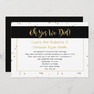 Invitation Réception moderne Black White Gold Sparkings