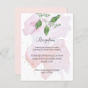 Invitation Réception moderne or Eucalyptus Mariage vert