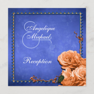 Invitation Réception orange bleue de cru de mariage