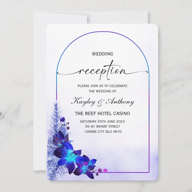 Invitation Réception Orchidée Bleue (Devant)