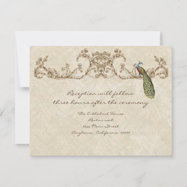 Invitation Réception Peacock & Etchings vintage (Devant)