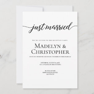 Invitation Réception Photo Mariage seulement Mariée