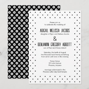 Invitation Réception Polka-Dot Noir & Blanc Sophistiquée