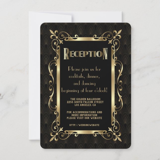 Invitation Réception Royal Roaring 20s Gold Art Déco (Devant)