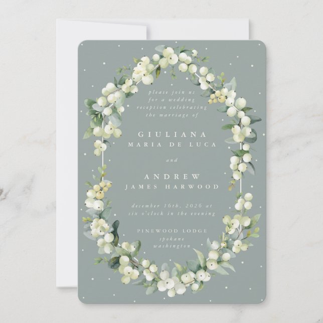 Invitation Réception Seafoam Snowberry+Eucalyptus uniquement (Devant)