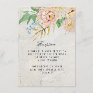Invitation Réception Simple Moderne Marbré Vintage Floral Art