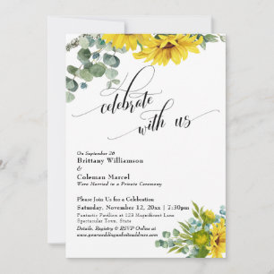 Invitation Réception Tournesol Eucalyptus Célébrez avec nous