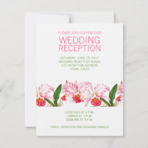 INVITATION RÉCEPTION VINTAGE DE MARIAGE ORCHIDS  VERT ROSE