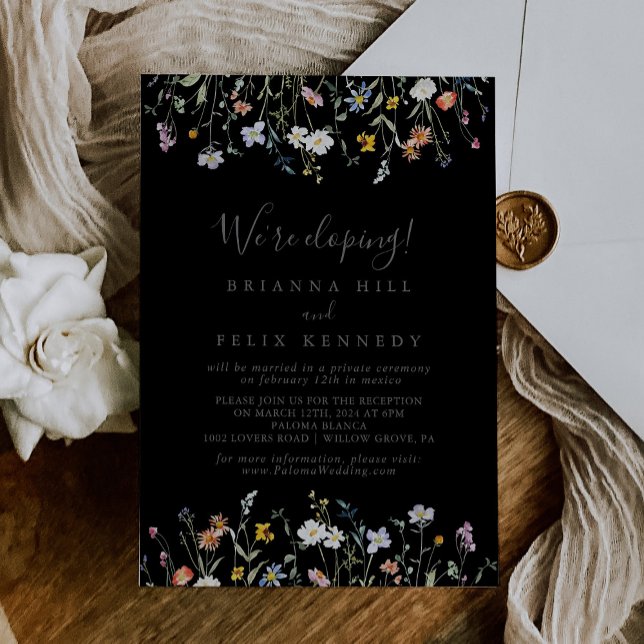 Invitation Réception Wild Multicolor Floral Black Elopement (Créateur téléchargé)