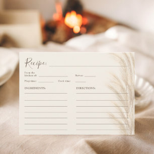 Invitation Recette de mariage aquarelle herbe de pampas beige