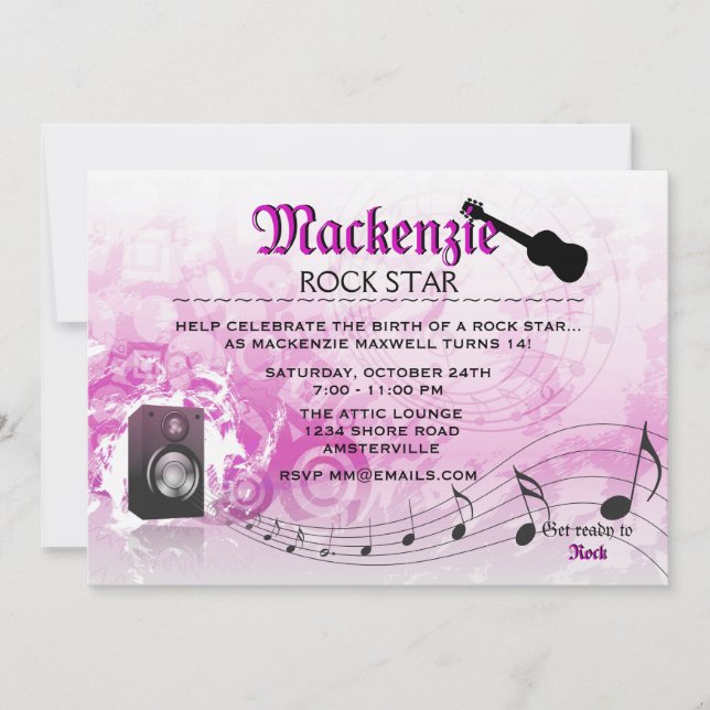 Invitation Recevons l'invitation rose bruyante de fête (Devant)