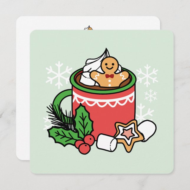 Invitation Réchauffez-vous avec les Appels de Cacao de Chute  (Devant / Derrière)