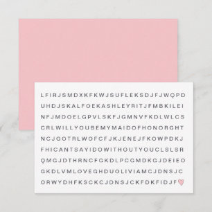 Invitation Recherche amusante du mot cœur rose sera ma demois