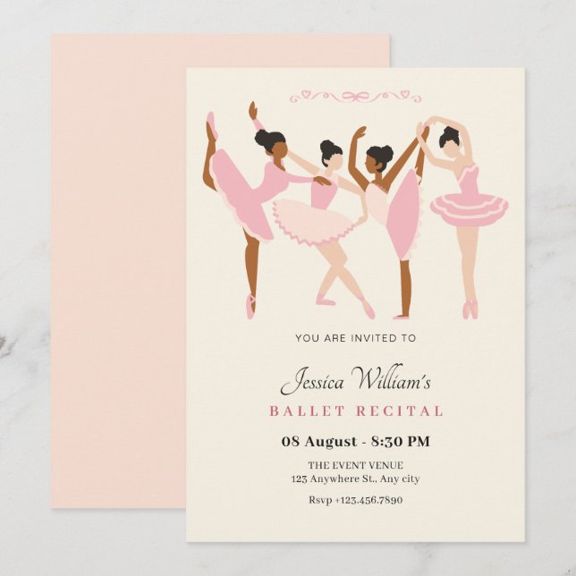 Invitation récital Ballet Ballerina (Devant / Derrière)