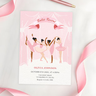 Invitation Récital de ballet de ballerine rose