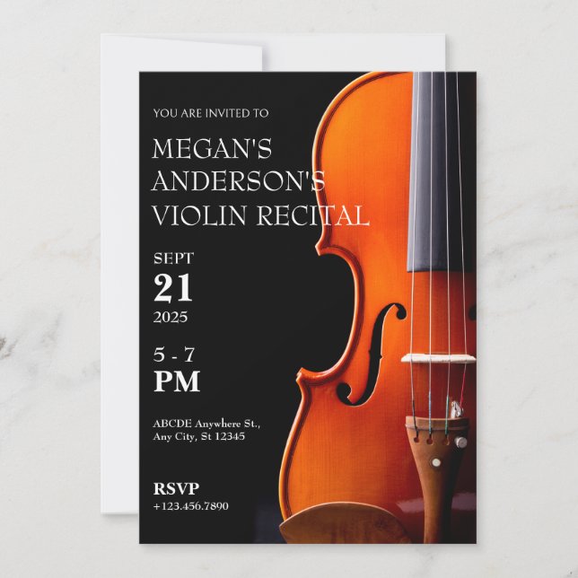 Invitation récital de concert de musique classique violon (Devant)