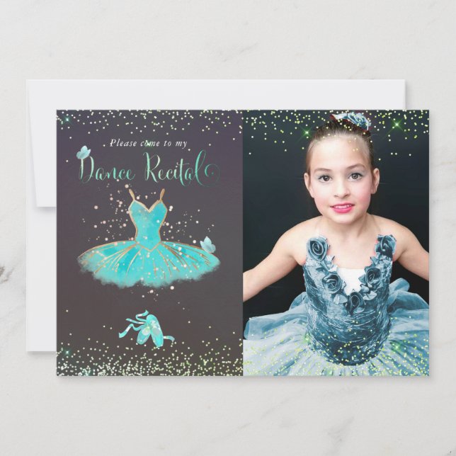 Invitation Récital de danse de tutu turquoise à l'aquarelle (Devant)