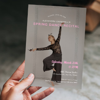 Invitation Récital de danse minimaliste rose avec photo perso